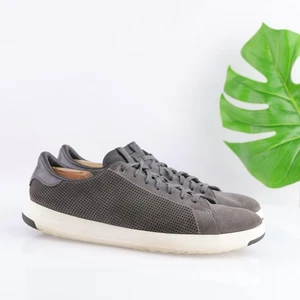 Cole Haan GrandPro Mens Tennis Shoe Size 11 M Gray Suede Perforated Low Sneakers - Picture 1 of 14