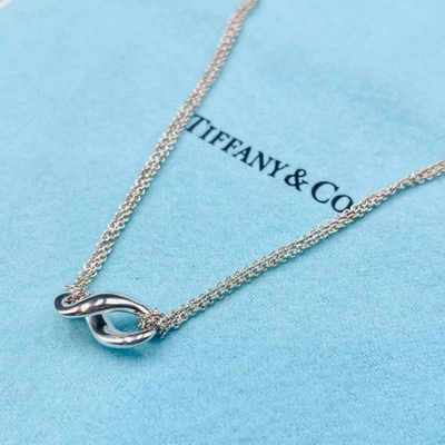 Tiffany and Co Infinity Double Chain Necklace Sterling Silver 925 /15.7in - image 1 of 4