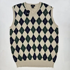 Brooks Brothers 346 Argyle Sweater Vest Men's Large V-neck Cotton NWT - Picture 1 of 4