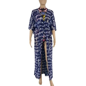 Emporio Armani Bademode Damen Marineblau Logo Chiffon All Over Cover Up Größe S/M - Bild 1 von 9