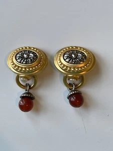 Clip Ohrringe Ohrhänger Kunstperle weinrot Perle - Bild 1 von 4