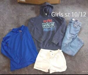 GIRLS clothing lot size 10/12 pants shorts hoodies long sleeve shirt Great Cond