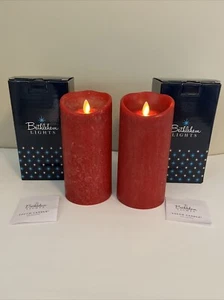 2 Bethlehem Lights Touch Red Flameless Cordless Candles w Timer Christmas Pillar - Picture 1 of 9