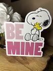 🌷 New Peanuts Snoopy Woodstock Be Mine Sign Solid Wood Plaque Picture Gift