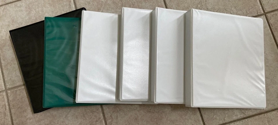 Conjunto de seis fichários de anel 3 de 1 polegada, branco, preto e verde. Samsill em folha, novo!!! - Imagem 1 de 1