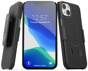 iPhone 13 Mini Belt Clip Case (2021) Slim Phone Cover with Holster - Black - Picture 1 of 7