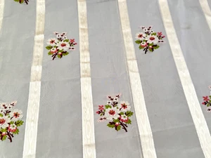 Antique 19th C French Lyon Silk Embroidered & Ribboned Floral Brocade DF 120 - Picture 1 of 11