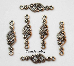 #3495 ANTIQUED GOLD DIE STRUCK CELTIC 2 RING CONNECTOR - 6 Pcs - Picture 1 of 2