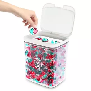 Large Capacity Container With Automatic Popup Lid Laundry Pods And Airtight Dish - Picture 1 of 6