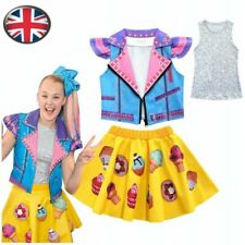 Girls Fancy Dress Jojo Siwa Cosplay Vest Waistcoat Skirt Dress Set Party Costume