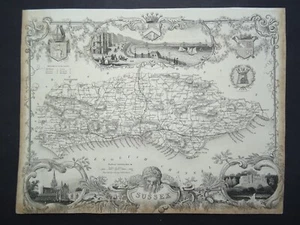Antique map of Sussex by Thomas Moule 1842 - Picture 1 of 2