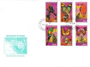 GUINEA 1993 BOY SCOUTS Birds BUTTERFLIES 90th Baden Powell GOLD OP PERF SET FDC - Picture 1 of 1