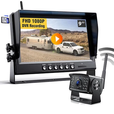 Digital Wireless 1080P Backup Camera 9" Monitor DVR  for Truck Caravan Reverse - Image 1 of 4