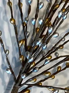 Gold & Silver 18" Pip Berry Pick, Christmas Holidays Floral Spray - Picture 1 of 4