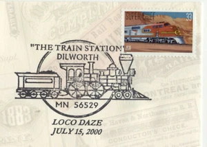 Loco Daze 2000 Train Station Dilworth MN Commemorative Postmark Cover - Picture 1 of 2