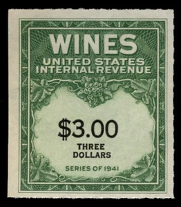 SCOTT #RE154 - $3.00 WINE STAMP - F-VF UNUSED - Picture 1 of 2
