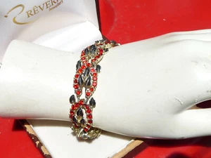 Stunning Vintage 1950s Red Rhinestone & Enamel Bracelet Signed Jewelcraft  - Picture 1 of 11