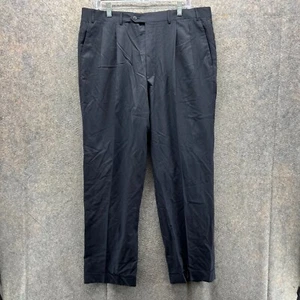 Corneliani Pants Men 54R Black Chino Pleated Virgin Wool Casual Trouser Rayon - Picture 1 of 10