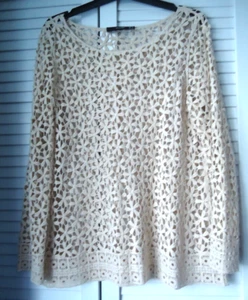 HALLHUBER Cream Lacey Top Long Sleeved Size 8 100% Cotton - Picture 1 of 9