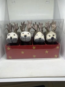 Handgefertigter Hundschmuck aus Holz Weihnachten Rentier 4er Set. - Bild 1 von 5