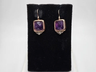 Antique Marcel Fontan Amethyst Sterling 925 Rose Gold Plated Earring Set - Image 1 of 4