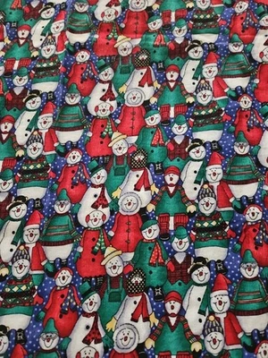 Corduroy Thin Wale Packed Snowmen Allover Christmas  Fabric 1.75 Yards X 43"Wide - Image 1 of 4