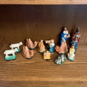 Chalkware Vintage Christmas Nativity Scene 14 Pieces Total - Picture 1 of 19
