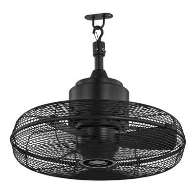 Hampton Bay Conyer 18 pulgadas Ventilador interior/húmedo exterior 3 velocidades negro mate con gancho Foto 1 de 4