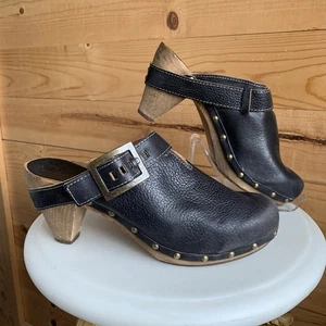 Sanita Miles Womens Size 42 (9.5 US) Black Leather Studded Strap Buckle *Scuffs* - Picture 1 of 8