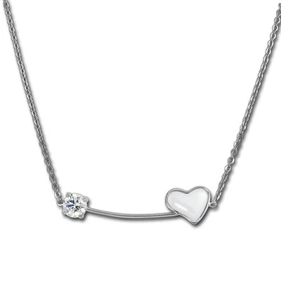 Amello Collana Cuore Argento Bianco Gioiello 50cm Acciaio Inox Ceramica ESKX40W5 - Immagine 1 di 4