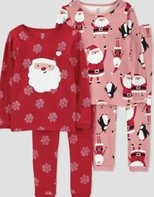 Juego de pijama de Navidad Carter's para niños pequeños talla 3T 4 piezas Papá Noel copo de nieve pingüino Foto 1 de 4