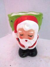 Vintage 1971 Ceramic Santa Planter Candy Cane Holder Christmas Decor Holiday