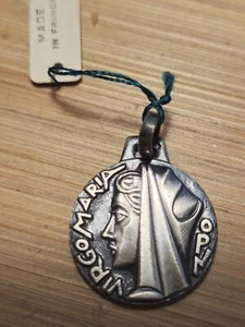 Virgen María Fernand PY Medalla de Metal Pequeña Art Deco Religión Medalla - Imagen 1 de 3