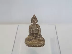 VINTAGE GILDED BRONZE BUDDHA DEITY SEATED WITH FLOWING ROBES - Picture 1 of 10