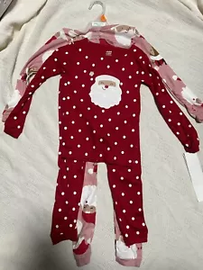 Child Of Mine Christmas Santa And Reindeer Set Of 2 LS Knit Pajamas Size 4 T - Picture 1 of 5