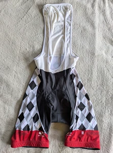 VOLER Padded Cycling Bib Shorts Mens Large Black Red Gray White Bicycle - Picture 1 of 6