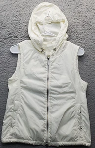 Add Down Puffer Vest Womens Size 4 White Ultra Light Hooded Full Zipper EUC - Picture 1 of 11