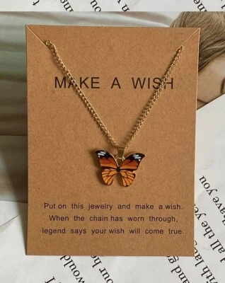 Fashion Colorful Monarch Butterfly Pendant Necklace - Image 1 of 2