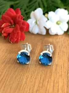 Pendientes topacio azul Londres - plata 925 - Imagen 1 de 4