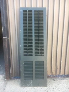 antique Victorian louvered DOOR house shutter hunter green 81.5" h x 27.25" w - Picture 1 of 11
