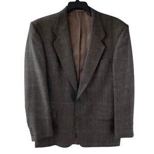 Christian Dior Men’s 44L Blazer Sport Coat Jacket In Brown Tweed Plaid Wool VTG - Picture 1 of 14