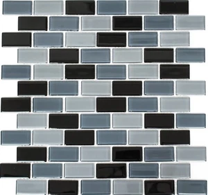 Mosaikfliese Transluzent Brick Glas grau grün schwarz Küche 66-0208_f| 10 Matten - Bild 1 von 8
