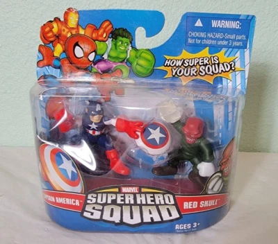 ¡FIGURAS DE ACCIÓN SUPER HERO SQUAD CAPITÁN AMÉRICA Y CALAVERA ROJA! Foto 1 de 4
