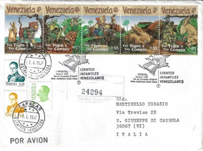 Venezuela: 1997; Scott 1571, in 2 cover FDC, stories of children, EBV524 - Image 1 of 2