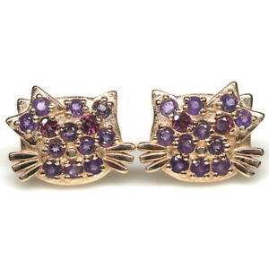 Gemstone Purple Amethyst & Rhodolite Garnet Earrings 925 Silver 