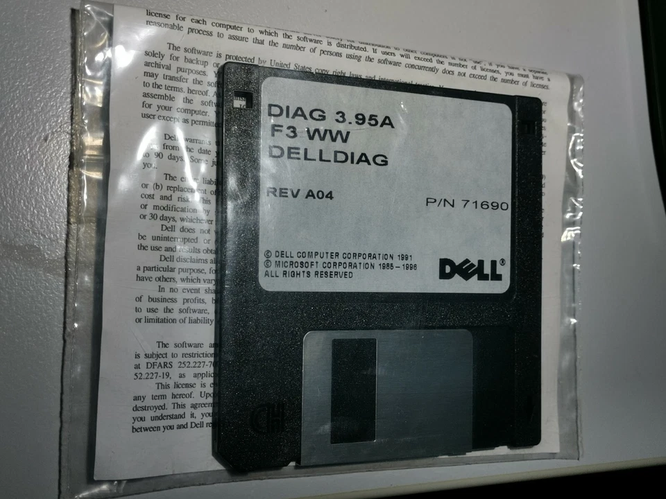 Dell Diagnostics Version DIAG 3.95A F3 WW DELLDIAG Floppy 3.5”P/N 71690 - Image 1 of 4
