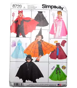Costume mantello bambino Simplicity 8729 modello cucito taglia S-L età 3-8 NUOVO MAI TAGLIATO - Foto 1 di 1