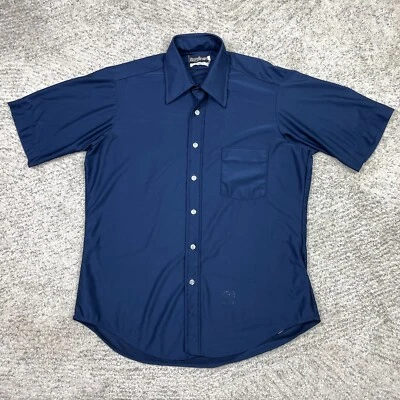 Camisa De Colección Qiana Para Hombres 16 Grandes Burdines Disco Cuello Daga Azul Manga Corta Usada en Excelente Condición Foto 1 de 4