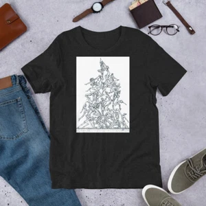 Camiseta UNISEX - PIRÁMIDE HUMANA - pintura a tinta - camisa traje ropa fantasía desnudo - Imagen 1 de 6