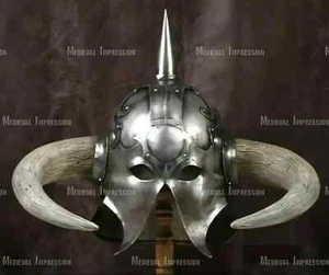 Medieval Death Dealer Helmet Metal Steel With Liner and Chin Strap LARP/Costumes - Picture 1 of 6